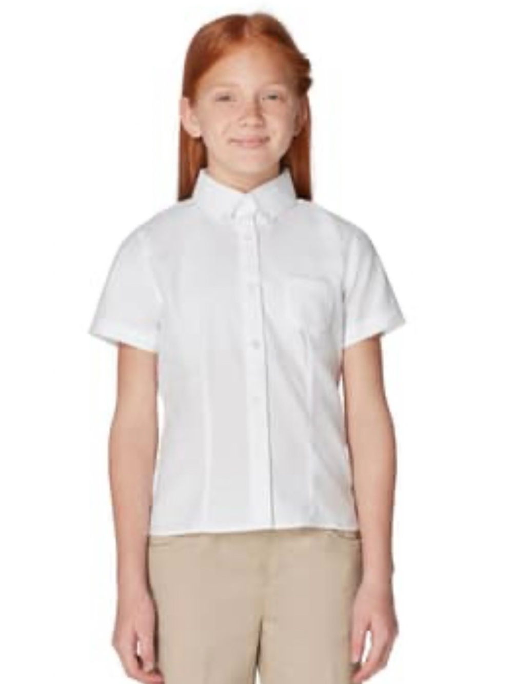 French Toast White Short Sleeve Button Down Blouse Oxford Shirt Kids Size 6X